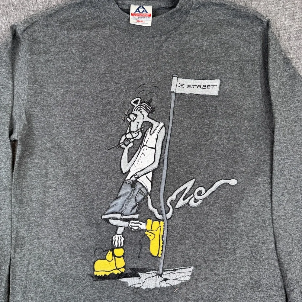 Vintage‎ Z Street Pink Panther T-Shirt Mens S Gray Rap Hip Hop Long Sleeve Y2K